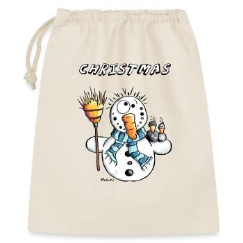 Christmas Schneemann - Geschenkbeutel aus Baumwolle (40 x 50 cm) - Natur - Vorne