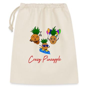 Crazy Pineapple / Sommer / Crew / Sprüche / Ananas - Geschenkbeutel aus Baumwolle (40 x 50 cm) - Natur - Vorne