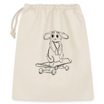 Skater / Zeichnung Skaten / Hase / Sprüche / Trend - Geschenkbeutel aus Baumwolle (40 x 50 cm) - Natur - Vorne
