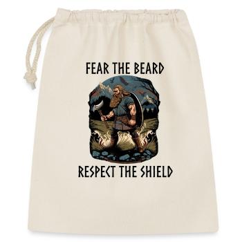 Viking with axe and shield - Geschenkbeutel aus Baumwolle (40 x 50 cm) - Natur - Vorne