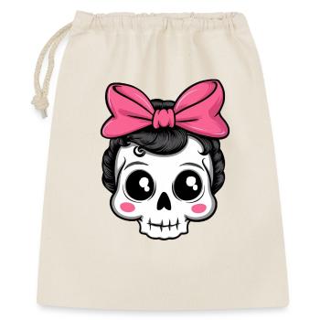 Süßer 60er jahre Rockabilly Skull - Geschenkbeutel aus Baumwolle (40 x 50 cm) - Natur - Vorne