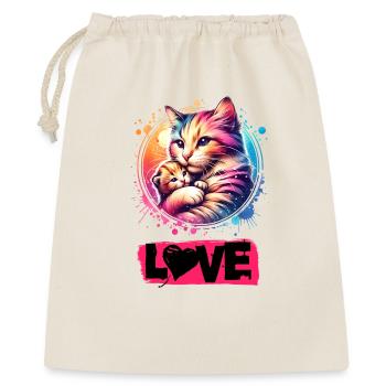Beau chat avec un chaton - les chats sont amour. - Sac cadeau 40 x 50 cm - nature - Devant