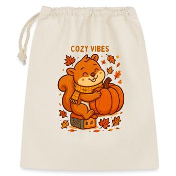 Kuscheliges Eichhörnchen mit Kürbis Herbst - Geschenkbeutel aus Baumwolle (40 x 50 cm) - Natur - Vorne