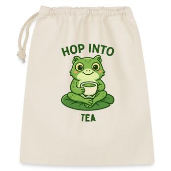 Frosch Tee Hüpfer Matcha Tiere Design  - Geschenkbeutel aus Baumwolle (40 x 50 cm) - Natur - Vorne