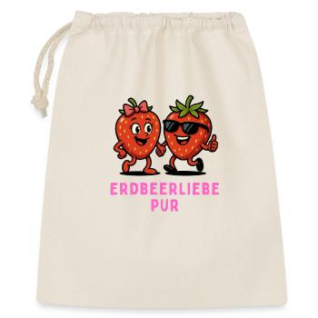 Erdbeerliebe Pur – Fruchtige Freundschaft - Geschenkbeutel aus Baumwolle (40 x 50 cm) - Natur - Vorne