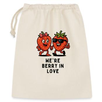 Baie amoureuse fraises fruits illustrations - Sac cadeau 40 x 50 cm - nature - Devant