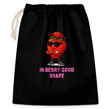In Berry Good Shape Erdbeere mit Sonnenbrille - Geschenkbeutel aus Baumwolle (40 x 50 cm) - Schwarz - Vorne
