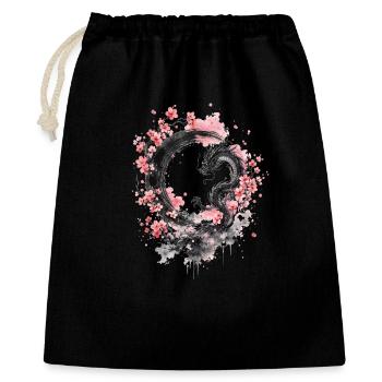 Sakura Dragon Ink Circle - Geschenkbeutel aus Baumwolle (40 x 50 cm) - Schwarz - Vorne