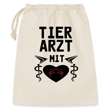 Tierarzt mit Herz Geschenk - Geschenkbeutel aus Baumwolle (40 x 50 cm) - Natur - Vorne