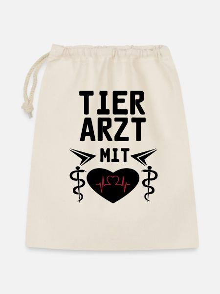 Tierarzt mit Herz Geschenk - Geschenkbeutel aus Baumwolle (40 x 50 cm) - Natur