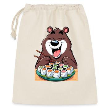 Sushi Bär glücklich Maki Cartoon Geschenk - Geschenkbeutel aus Baumwolle (40 x 50 cm) - Natur - Vorne