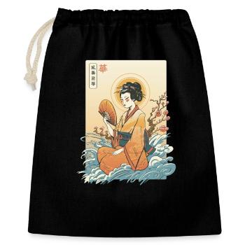 Traditioneller und natürlicher Kimono für Damen - Geschenkbeutel aus Baumwolle (40 x 50 cm) - Schwarz - Vorne