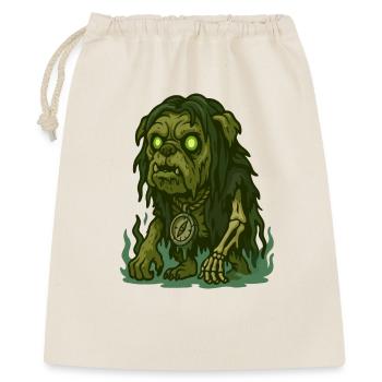 Zombie-Bulldogge mit leuchtenden Augen und Kompass - Geschenkbeutel aus Baumwolle (40 x 50 cm) - Natur - Vorne