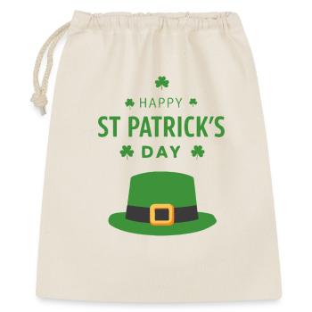 Grüner St. Patrick's Day Hut - Geschenkbeutel aus Baumwolle (40 x 50 cm) - Natur - Vorne