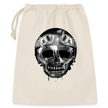Chrome Skull with Retro Motorcycle Helmet and Goggles - Gift Bag 40 x 50 cm - nature - Front