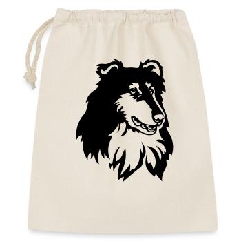 Collie Kopf - Geschenkbeutel aus Baumwolle (40 x 50 cm) - Natur - Vorne