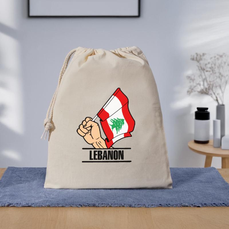 Flagge Libanon faust text LIBANON Geschenkbeutel aus Baumwolle (40 x 50 cm)