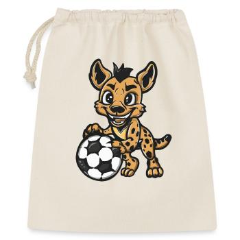 Hyäne mit Fußballball - Geschenkbeutel aus Baumwolle (40 x 50 cm) - Natur - Vorne