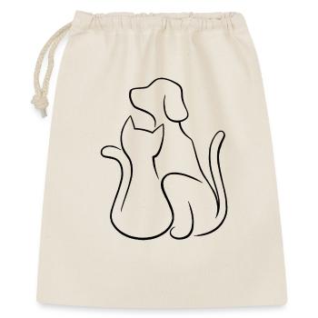 Hund und Katze Tierliebe - Geschenkbeutel aus Baumwolle (40 x 50 cm) - Natur - Vorne