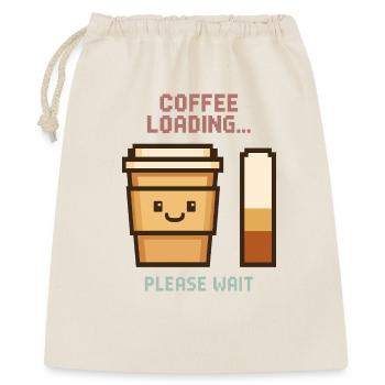 Coffee Loading Pixel Art - Morgenstart mit Charme - Geschenkbeutel aus Baumwolle (40 x 50 cm) - Natur - Vorne