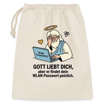 Gott liebt dich WLAN Humor - Geschenkbeutel aus Baumwolle (40 x 50 cm) - Natur - Vorne