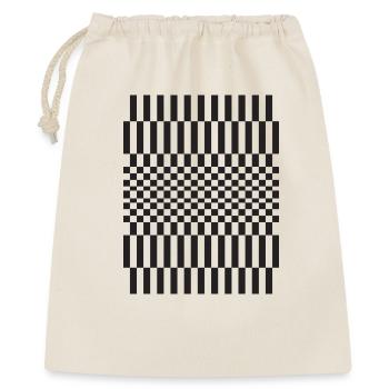 Geometrisches Schachbrett-Gittermuster - Geschenkbeutel aus Baumwolle (40 x 50 cm) - Natur - Vorne