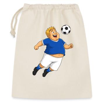 Fußballspieler springt  zum Ball - Geschenkbeutel aus Baumwolle (40 x 50 cm) - Natur - Vorne