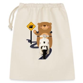 Moped Braunbär ART - Geschenkbeutel aus Baumwolle (40 x 50 cm) - Natur - Vorne