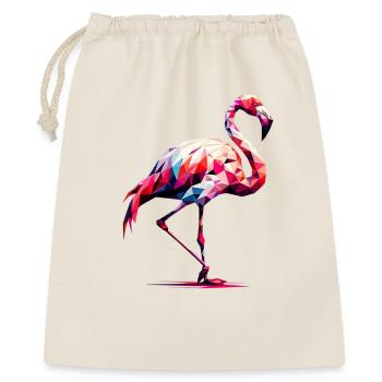 Polygonaler Flamingo - Geschenkbeutel aus Baumwolle (40 x 50 cm) - Natur - Vorne