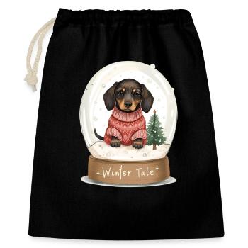 Dachshund in Snow Globe – Winter Tale - Gift Bag 40 x 50 cm - black - Front
