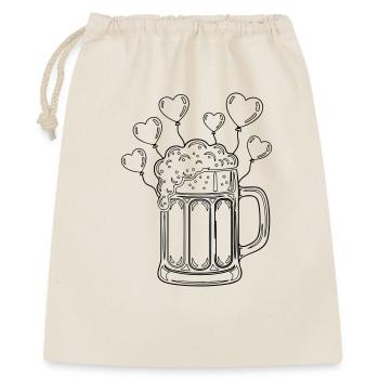 Bierkrug mit Herz Ballons – Bayern Linien Motiv - Geschenkbeutel aus Baumwolle (40 x 50 cm) - Natur - Vorne