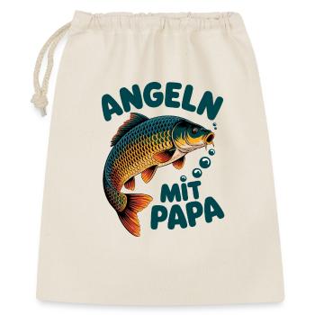 Angeln mit Papa Fischmotiv - Geschenkbeutel aus Baumwolle (40 x 50 cm) - Natur - Vorne