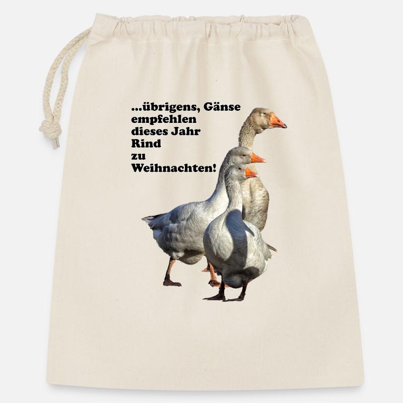 Oie de Noël Recommandation Boeuf - Sac cadeau 40 x 50 cm - nature