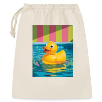 Kunterbunte Gummi-Ente im Pool - Geschenkbeutel aus Baumwolle (40 x 50 cm) - Natur - Vorne