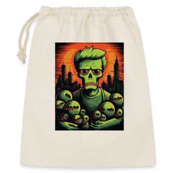 Neon Zombie mit Skelett Kugeln - Geschenkbeutel aus Baumwolle (40 x 50 cm) - Natur - Vorne