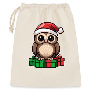 Eule Weihnachten Geschenke - Geschenkbeutel aus Baumwolle (40 x 50 cm) - Natur - Vorne