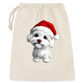 Hündchen Christmas - Geschenkbeutel aus Baumwolle (40 x 50 cm) - Natur - Vorne