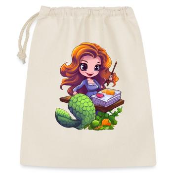 Artiste sirène à la planche à dessin - Sac cadeau 40 x 50 cm - nature - Devant