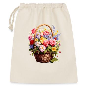 Panier en osier avec des fleurs printanières - Sac cadeau 40 x 50 cm - nature - Devant