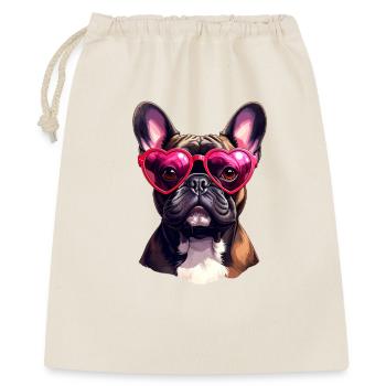 Lunettes de cœur bouledogue français pour la Saint-Valentin - Sac cadeau 40 x 50 cm - nature - Devant