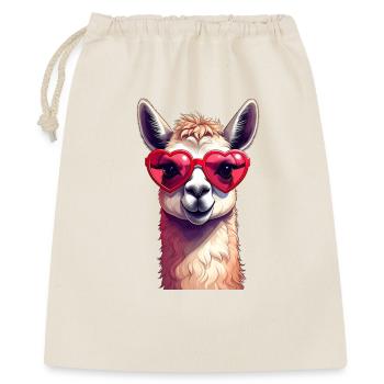 Lama amoureux de lunettes de cœur pour la Saint-Valentin - Sac cadeau 40 x 50 cm - nature - Devant