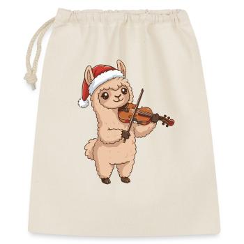 Weihnachts-Llama-Alpaca Violin-Kunst - Geschenkbeutel aus Baumwolle (40 x 50 cm) - Natur - Vorne