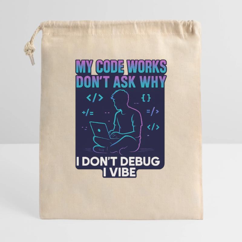My Code Works Don't Ask Why – Lustiges Programmier Geschenkbeutel aus Baumwolle (40 x 50 cm)