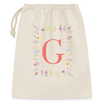 Florale Initialen "G", Buchstaben Monogramm - Geschenkbeutel aus Baumwolle (40 x 50 cm) - Natur - Vorne