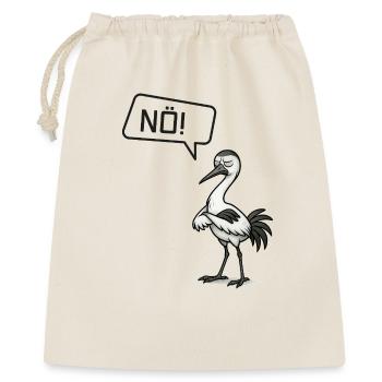 NÖ! Storch – Sturheit mit Federn Design - Geschenkbeutel aus Baumwolle (40 x 50 cm) - Natur - Vorne