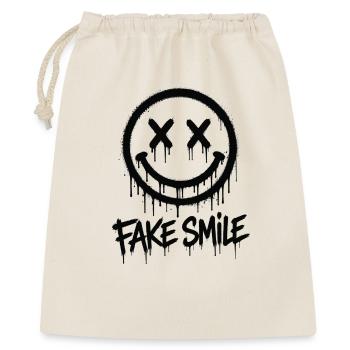 Fake Smile Graffiti - Geschenkbeutel aus Baumwolle (40 x 50 cm) - Natur - Vorne