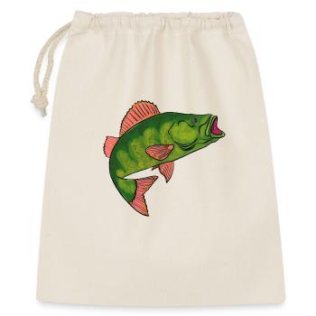 Grüner Fisch mit Pinken Flossen - Geschenkbeutel aus Baumwolle (40 x 50 cm) - Natur - Vorne