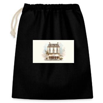 Façade Café Parisien Watercolor - Sac cadeau 40 x 50 cm - noir - Devant