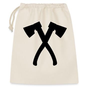 Deux axes pour hachoir, charpentier ou bûcheron - Sac cadeau 40 x 50 cm - nature - Devant
