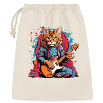 Chat avec guitare - Sac cadeau 40 x 50 cm - nature - Devant